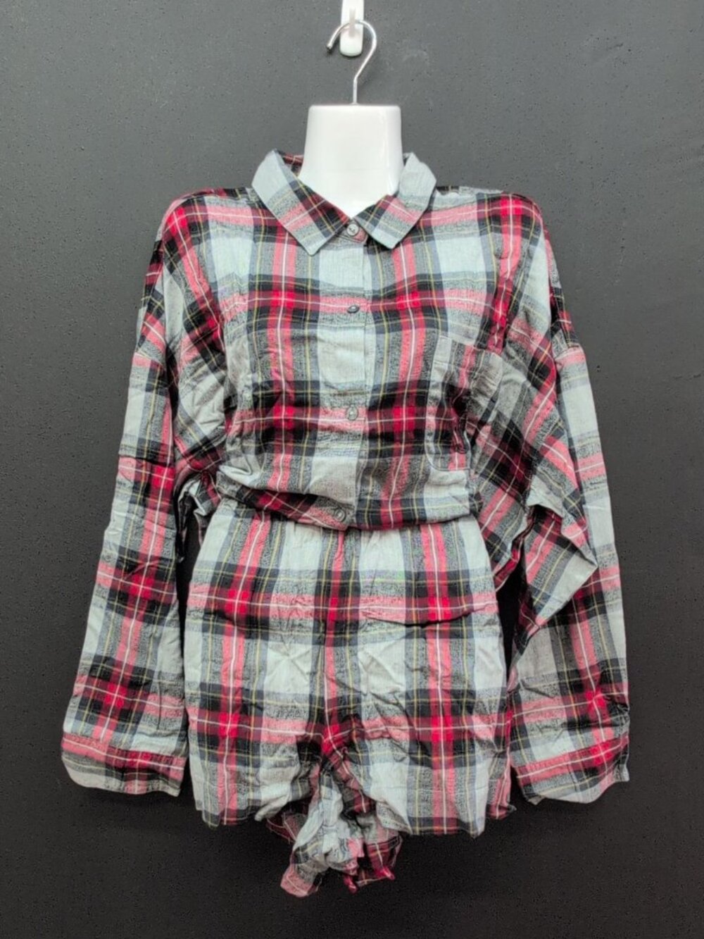 Victoria Secret Modal Cotton Long Sleeve Short Pajama Set Medium Red